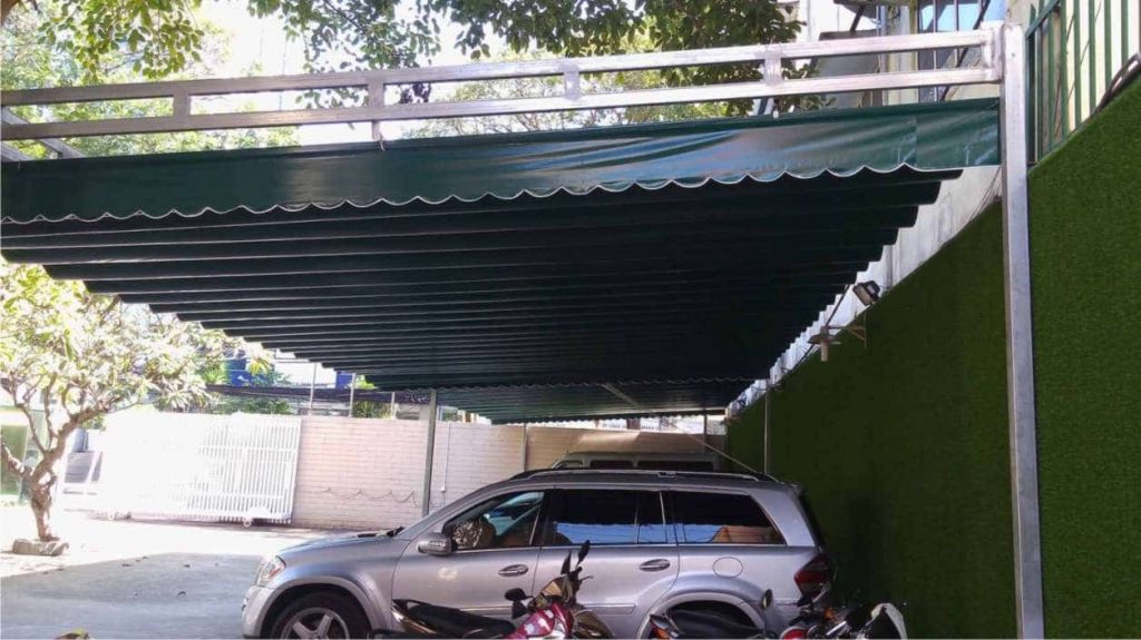 mái che nhà xe trường học
