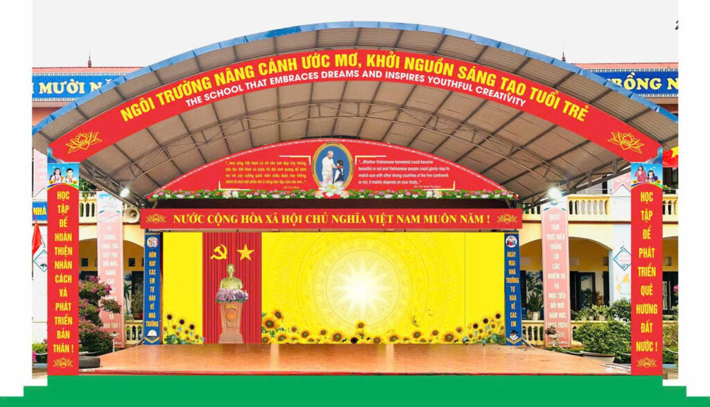 mái vòm tôn trường học