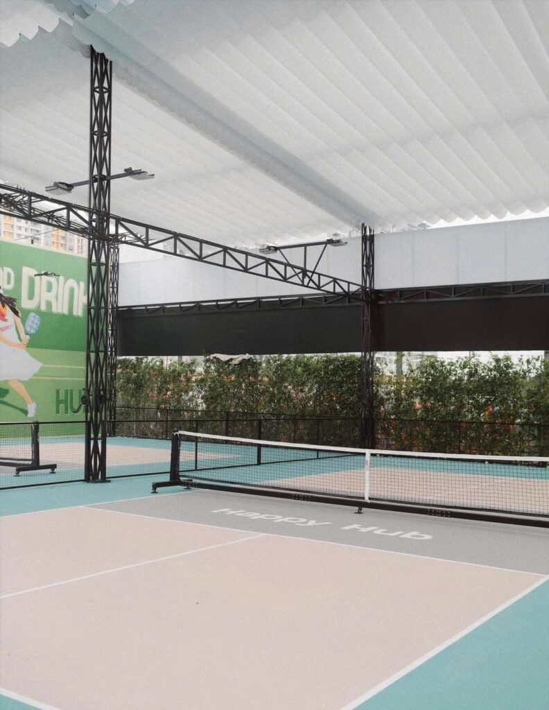 mái bạt xếp sân pickleball