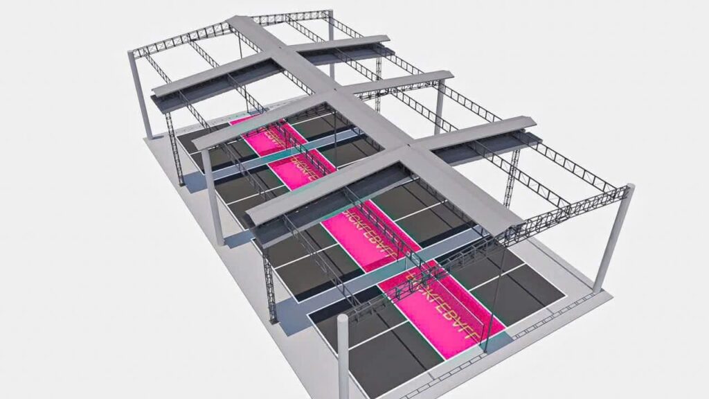 thiết kế mái che sân pickleball